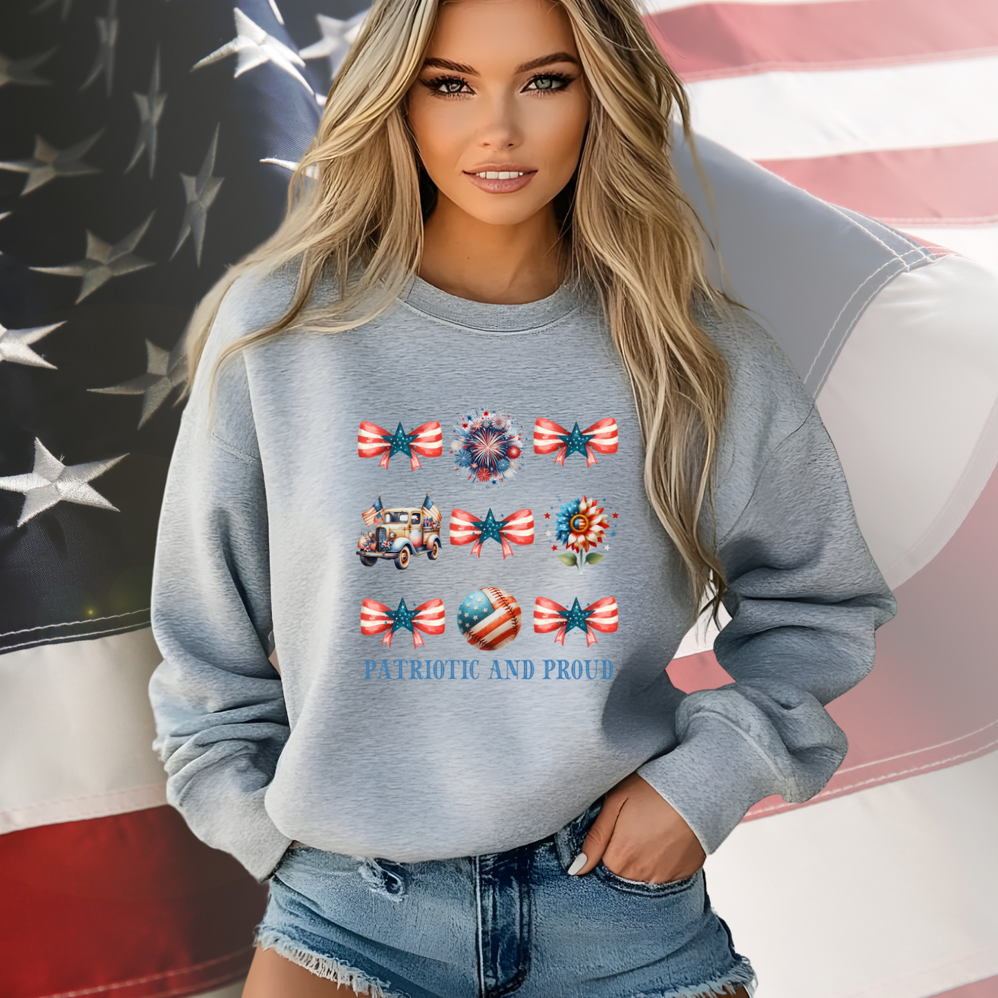 Patriotic And Proud Crewneck Sweatshirt