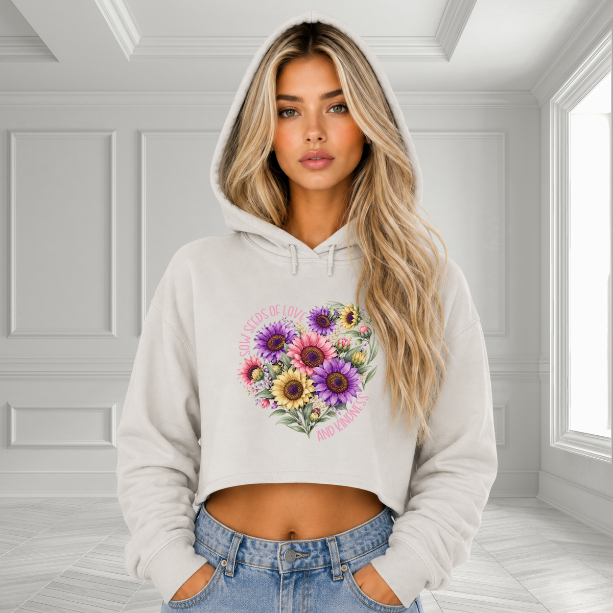 Sow Seeds Of Love And Kindness Crop Hoodie
