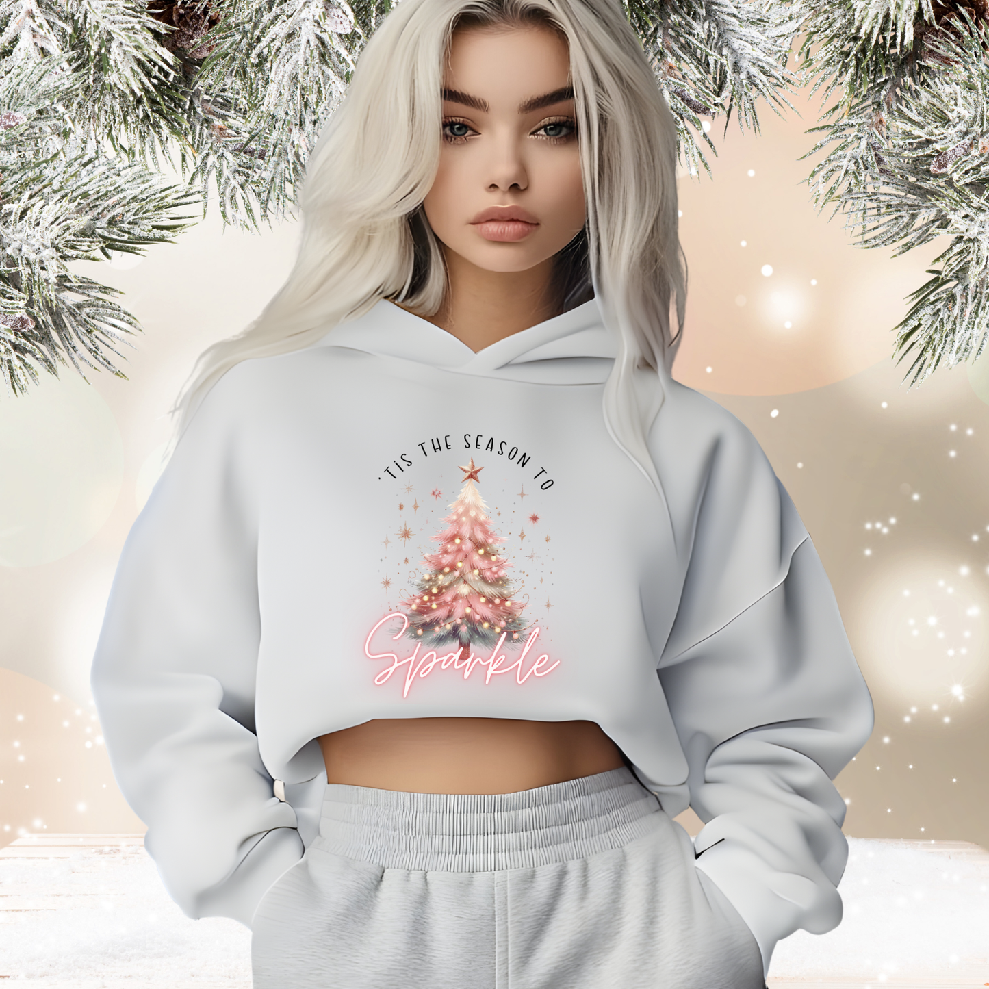 ’Tis the Season to Sparkle Crop Hoodie