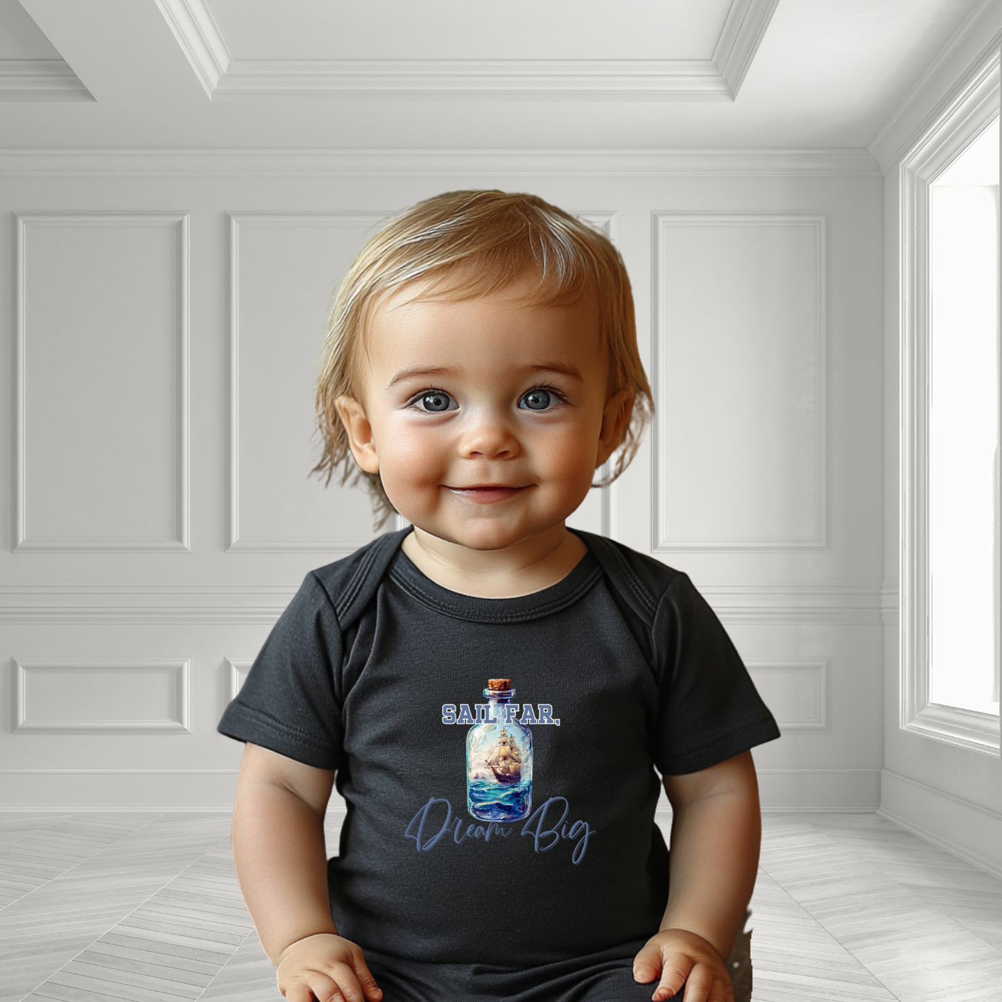 Sail Far, Dream Big Infant Short Sleeve Onesie