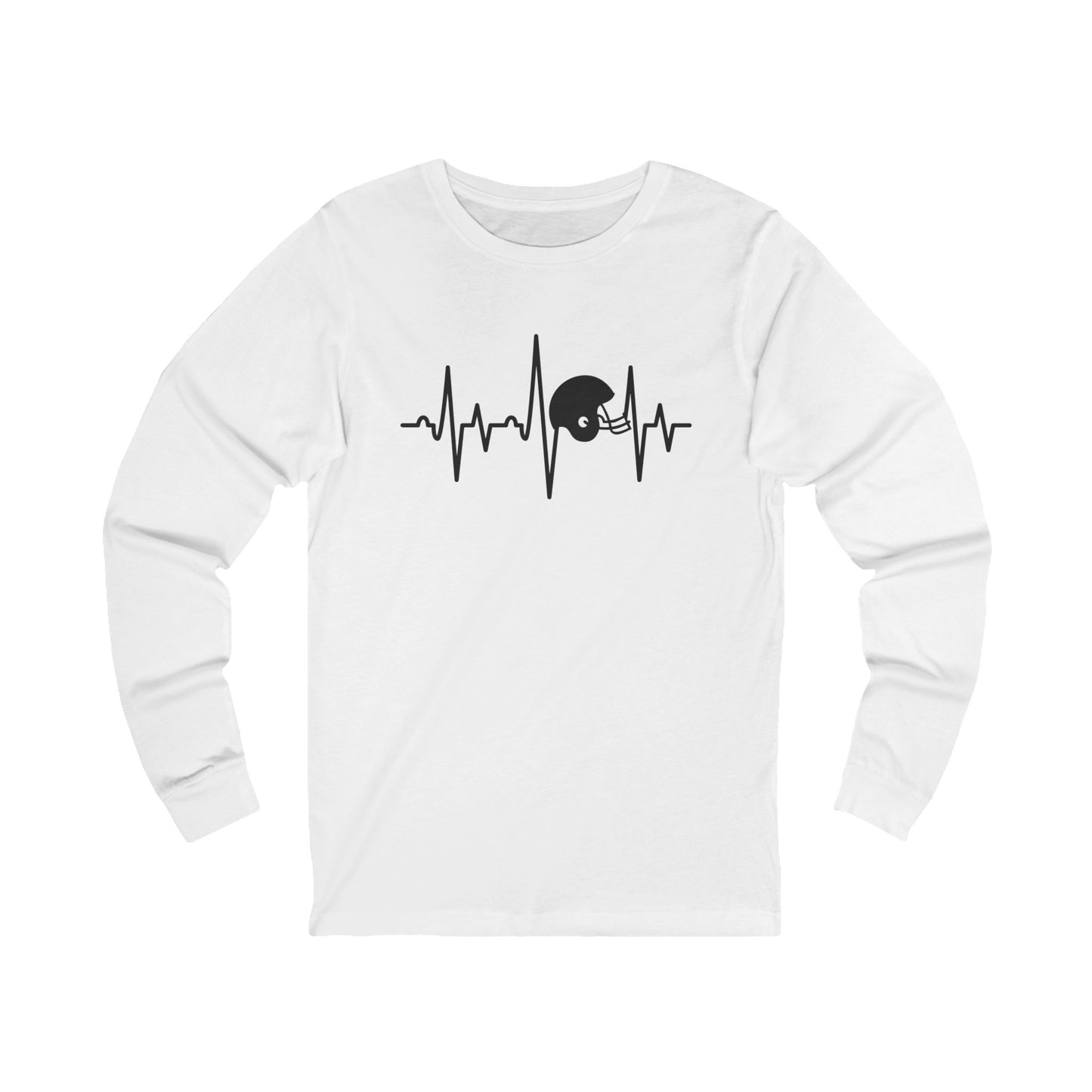 Football Helmet Heartbeat Long Sleeve Tee