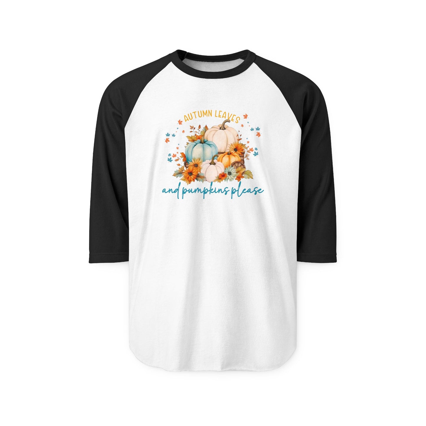 Autumn Leaves & Pumpkins Please Baseball Tee