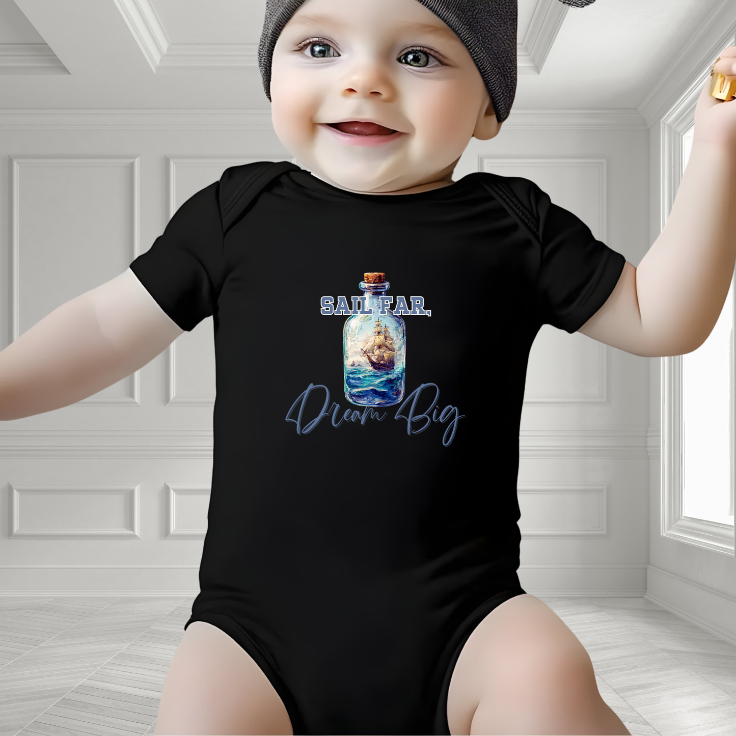Sail Far, Dream Big Infant Short Sleeve Onesie