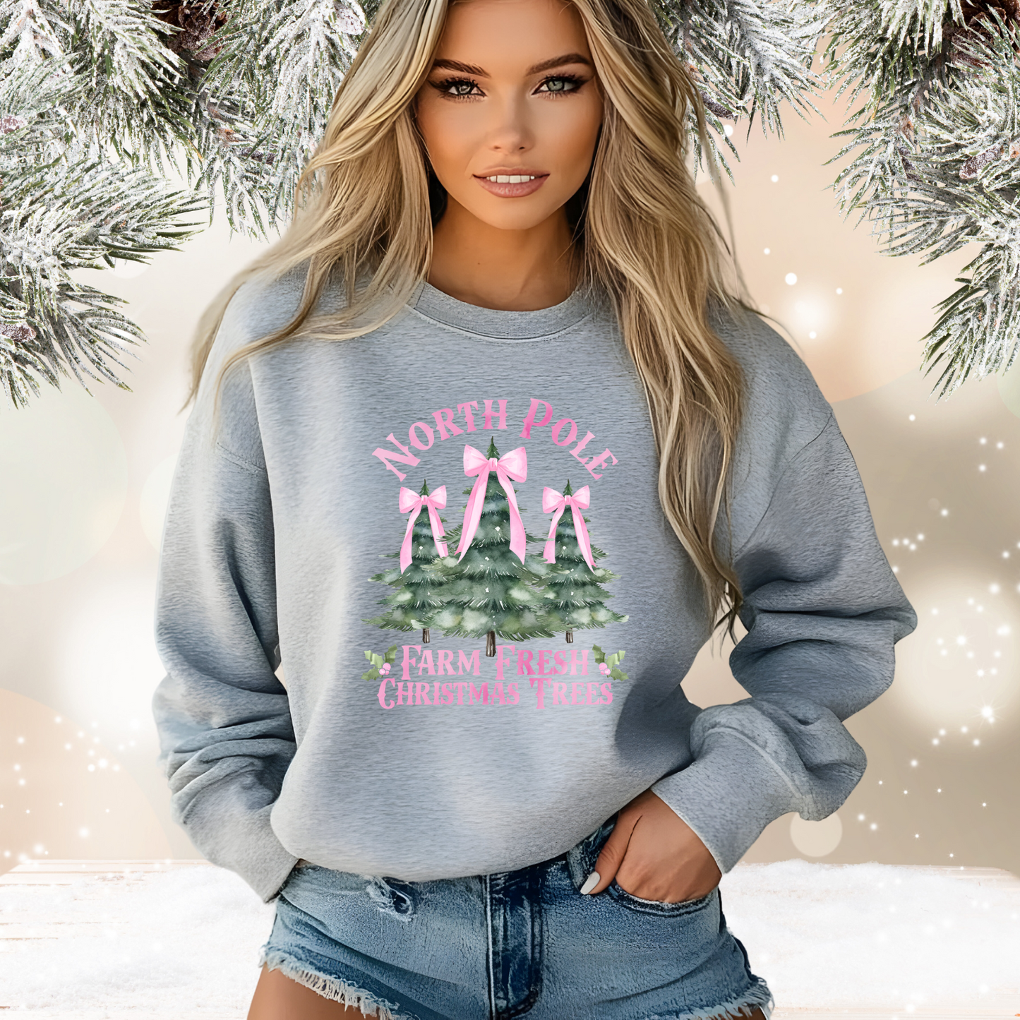 North Pole Christmas Trees Crewneck Sweatshirt