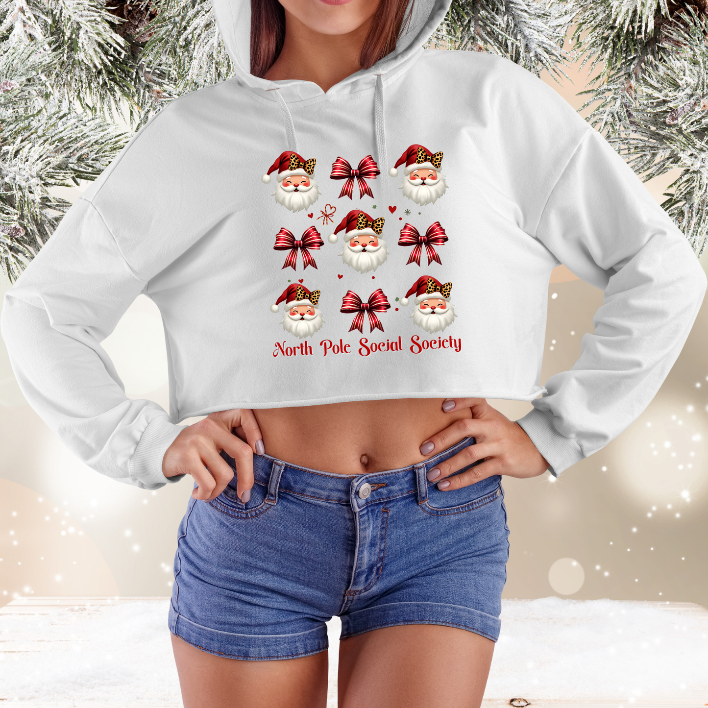 North Pole Social Society Crop Hoodie