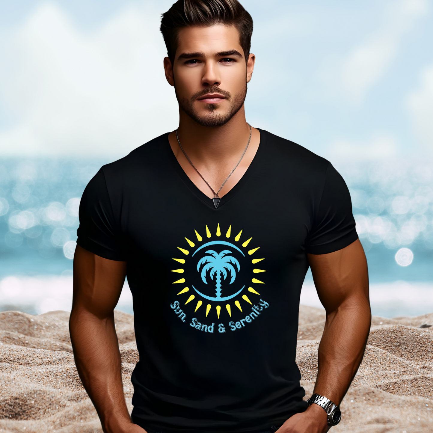 Sun Sand And Serenity V-Neck Tee