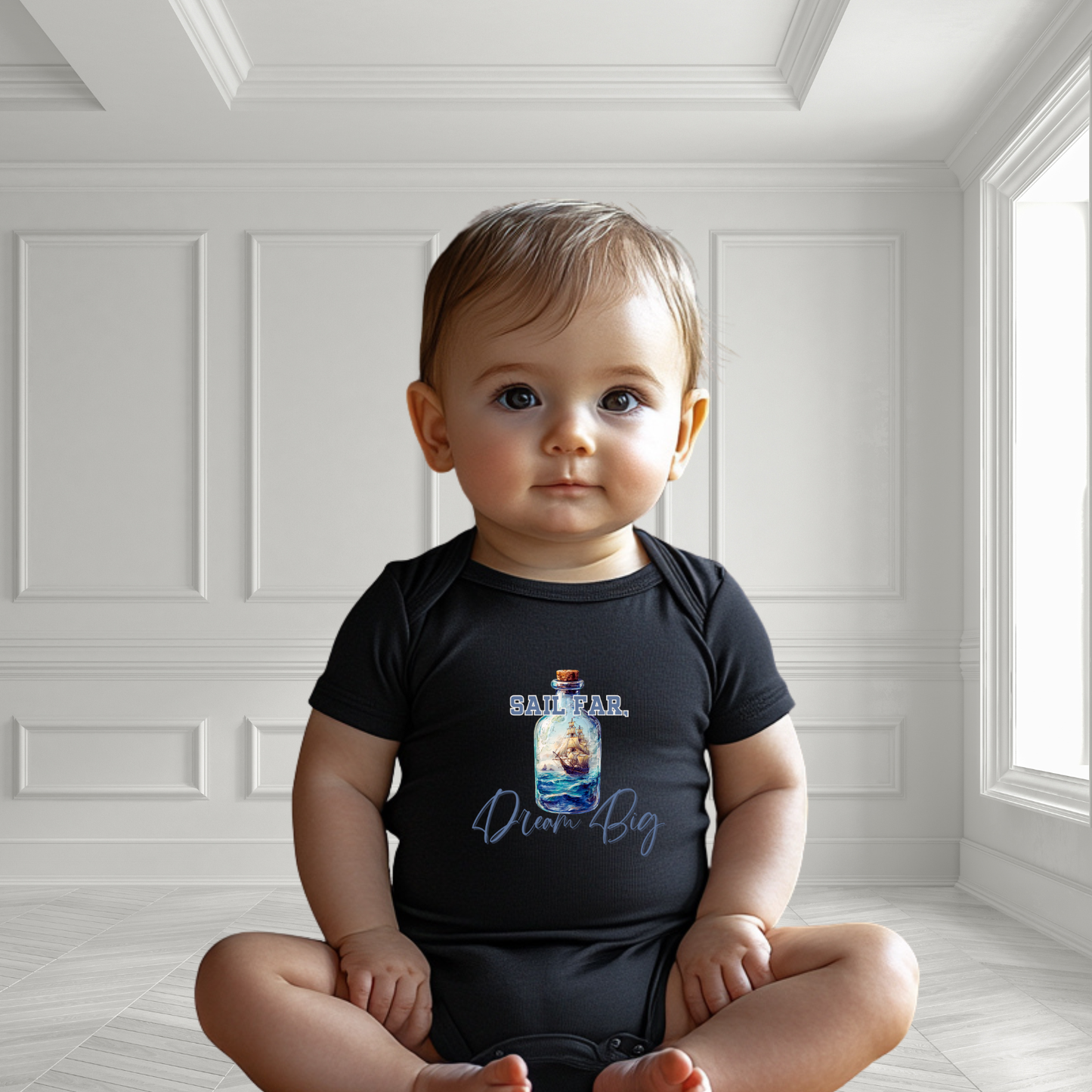 Sail Far, Dream Big Infant Short Sleeve Onesie