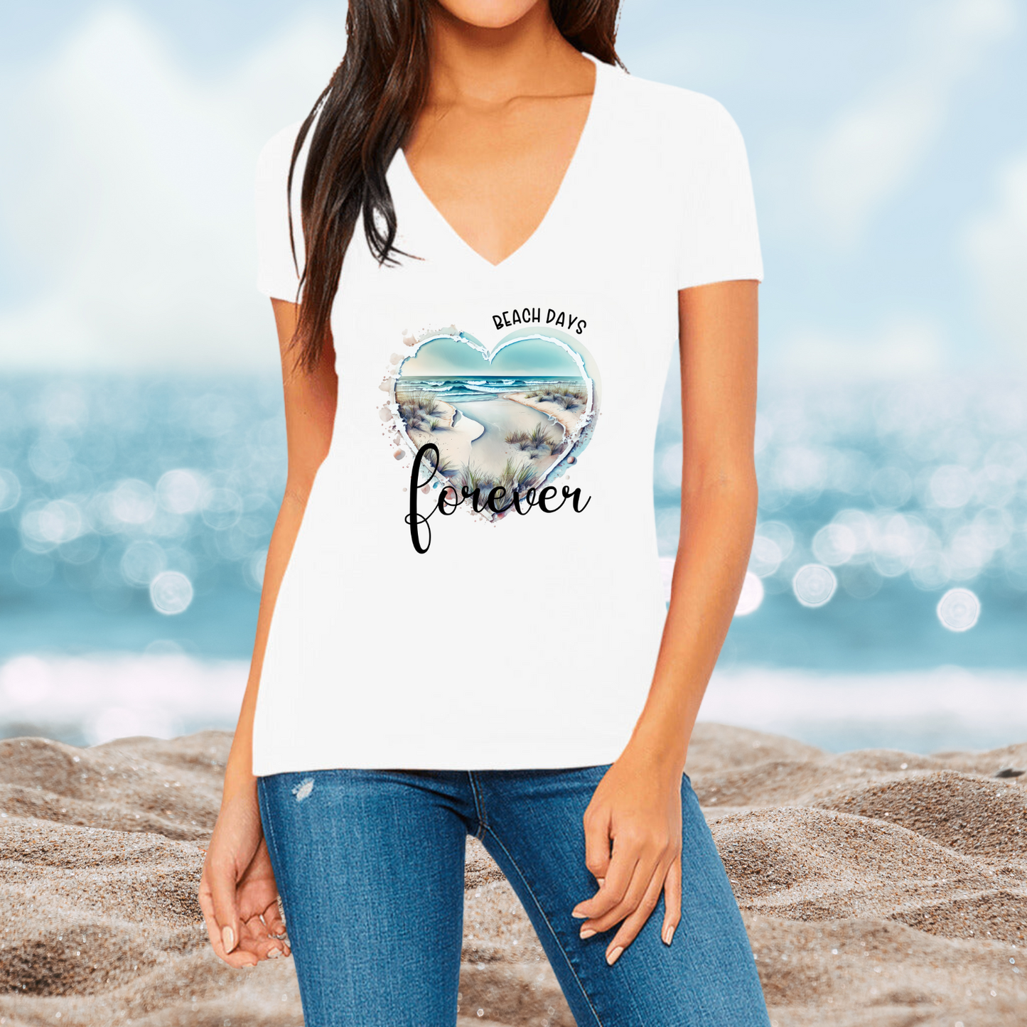 Beach Days Forever V-Neck Tee