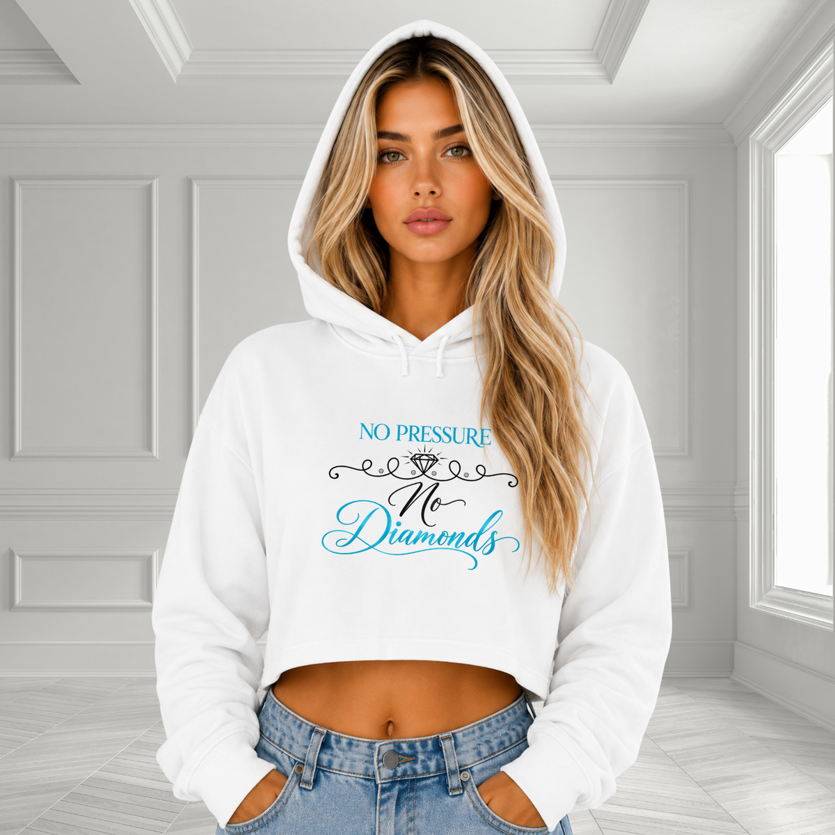 No Pressure No Diamonds Crop Hoodie