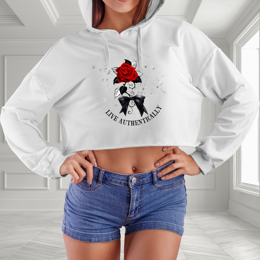 Live Authentically Crop Hoodie