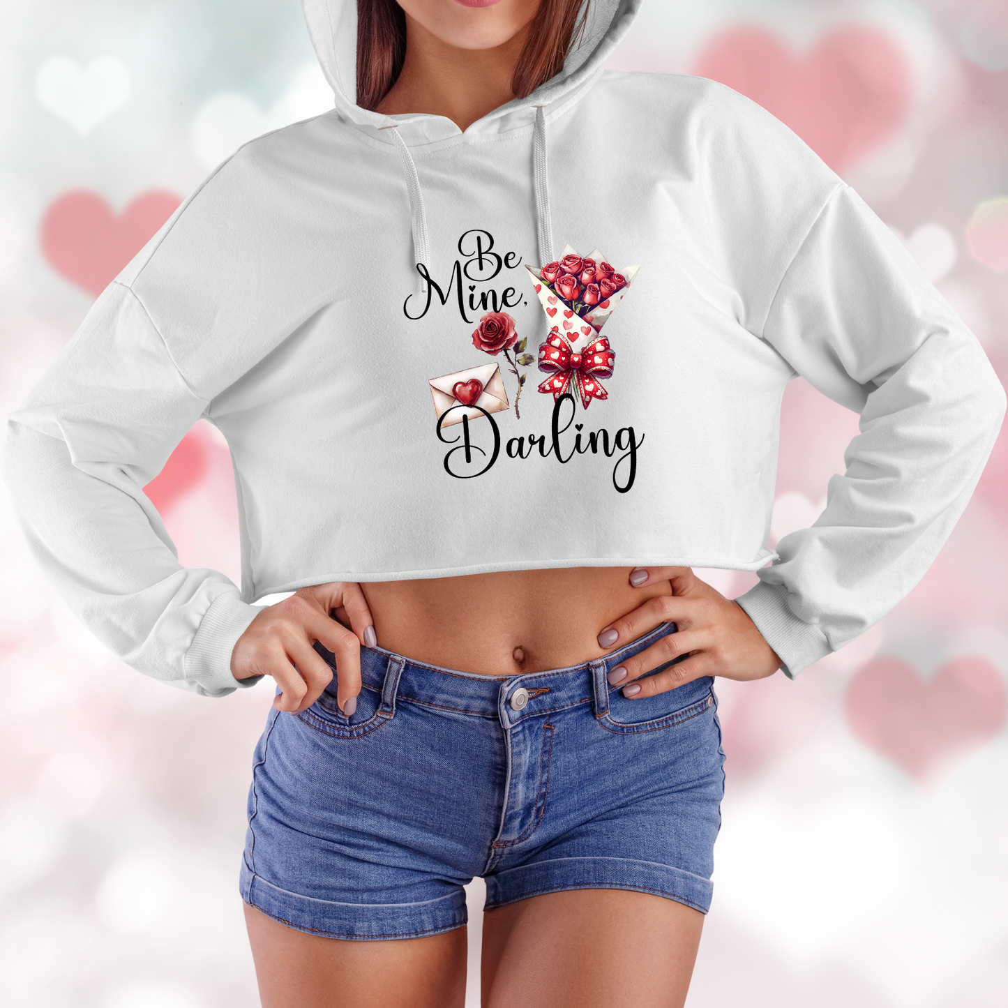 Be Mine, Darling Crop Hoodie
