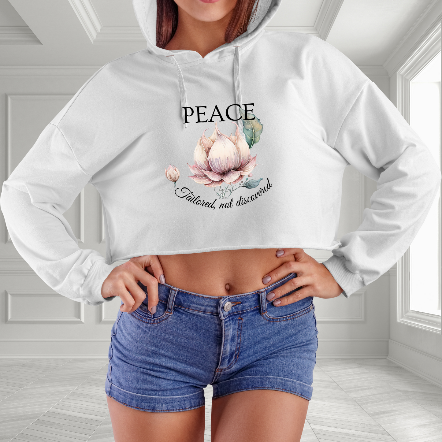 Peace-Tailored, Not Discovered Crop Hoodie