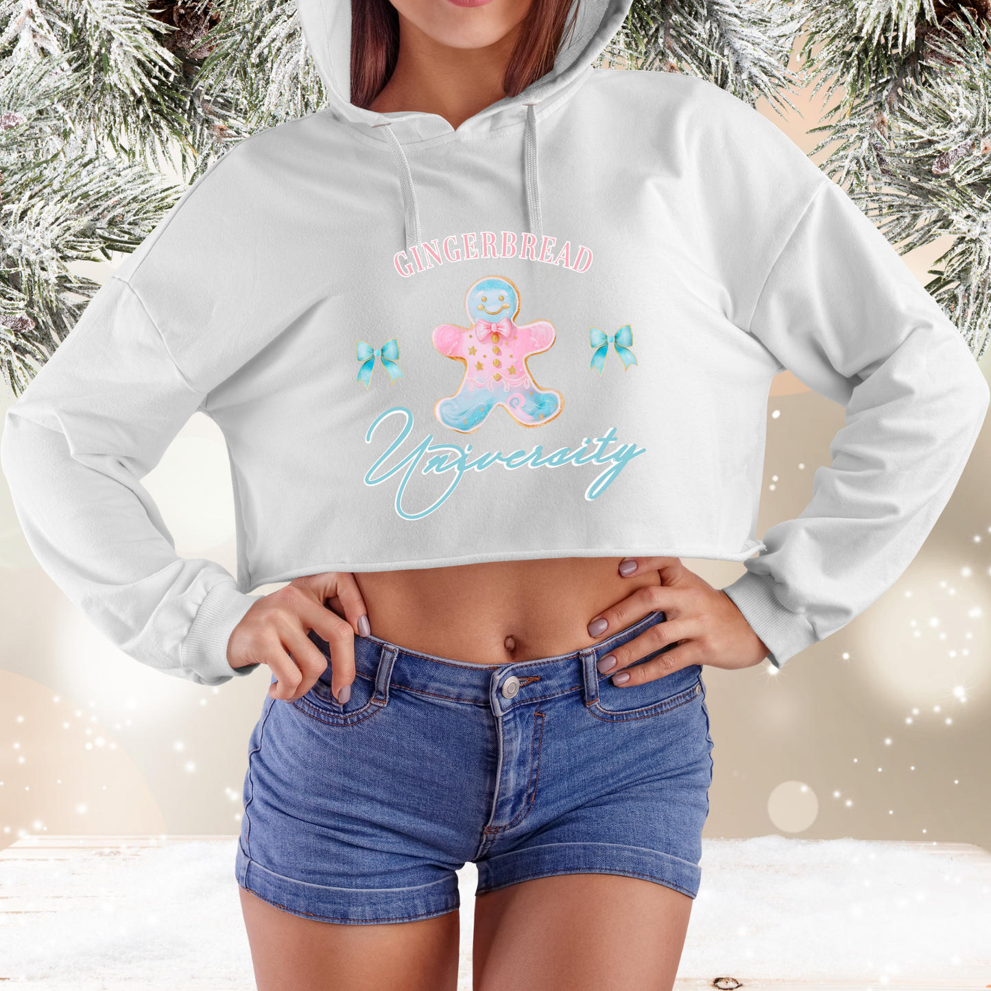 Gingerbread University Crop Hoodie