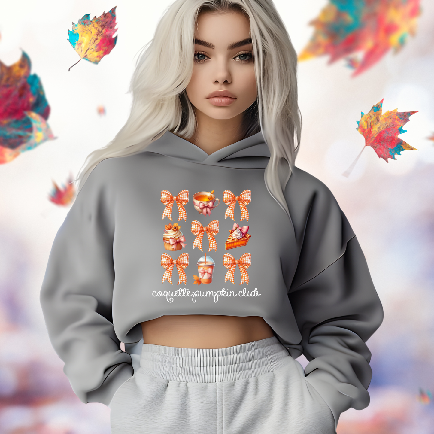 Coquette Pumpkin Club Crop Hoodie