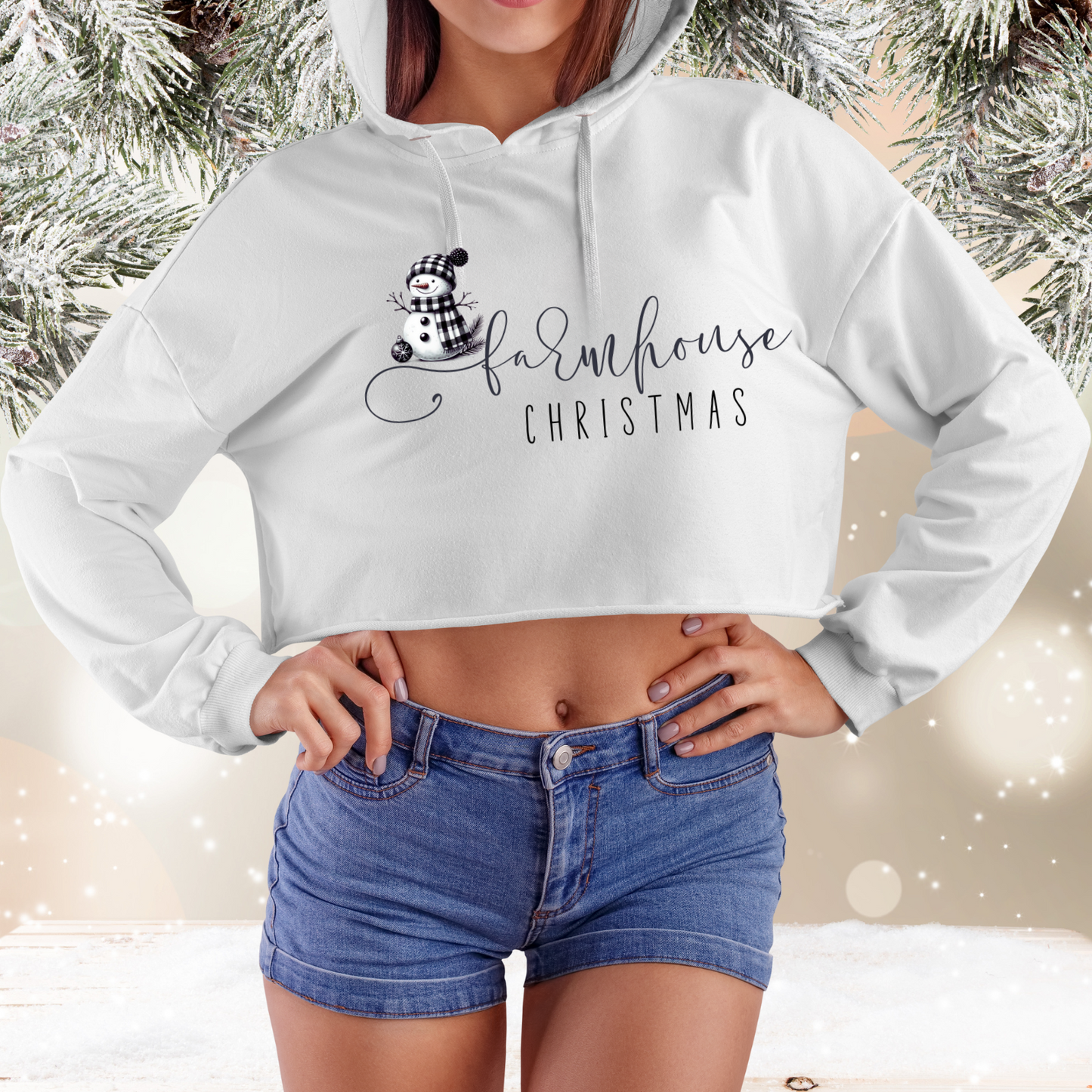 Farmhouse Christmas Crop Hoodie
