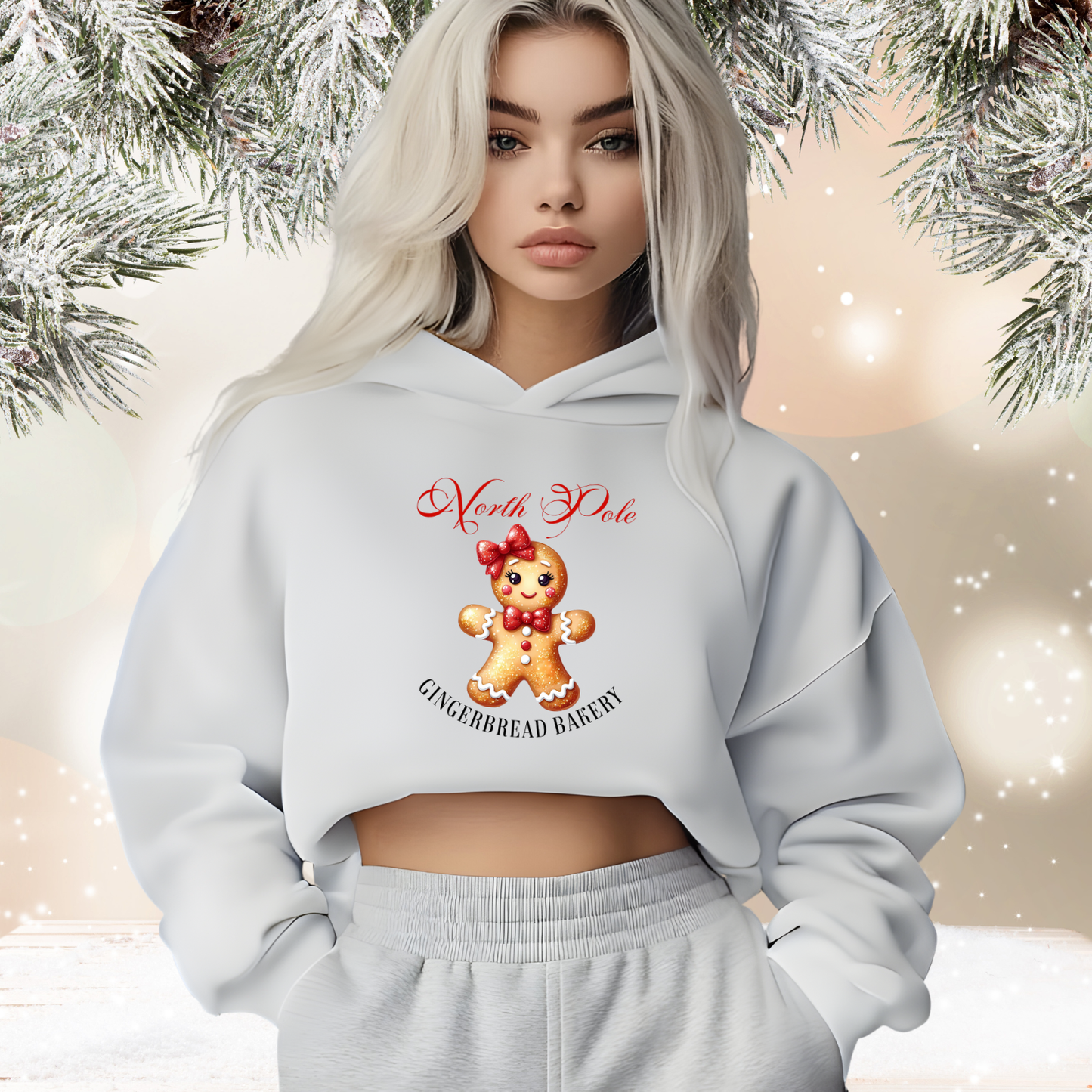 Gingerbread Bakery Crop Hoodie