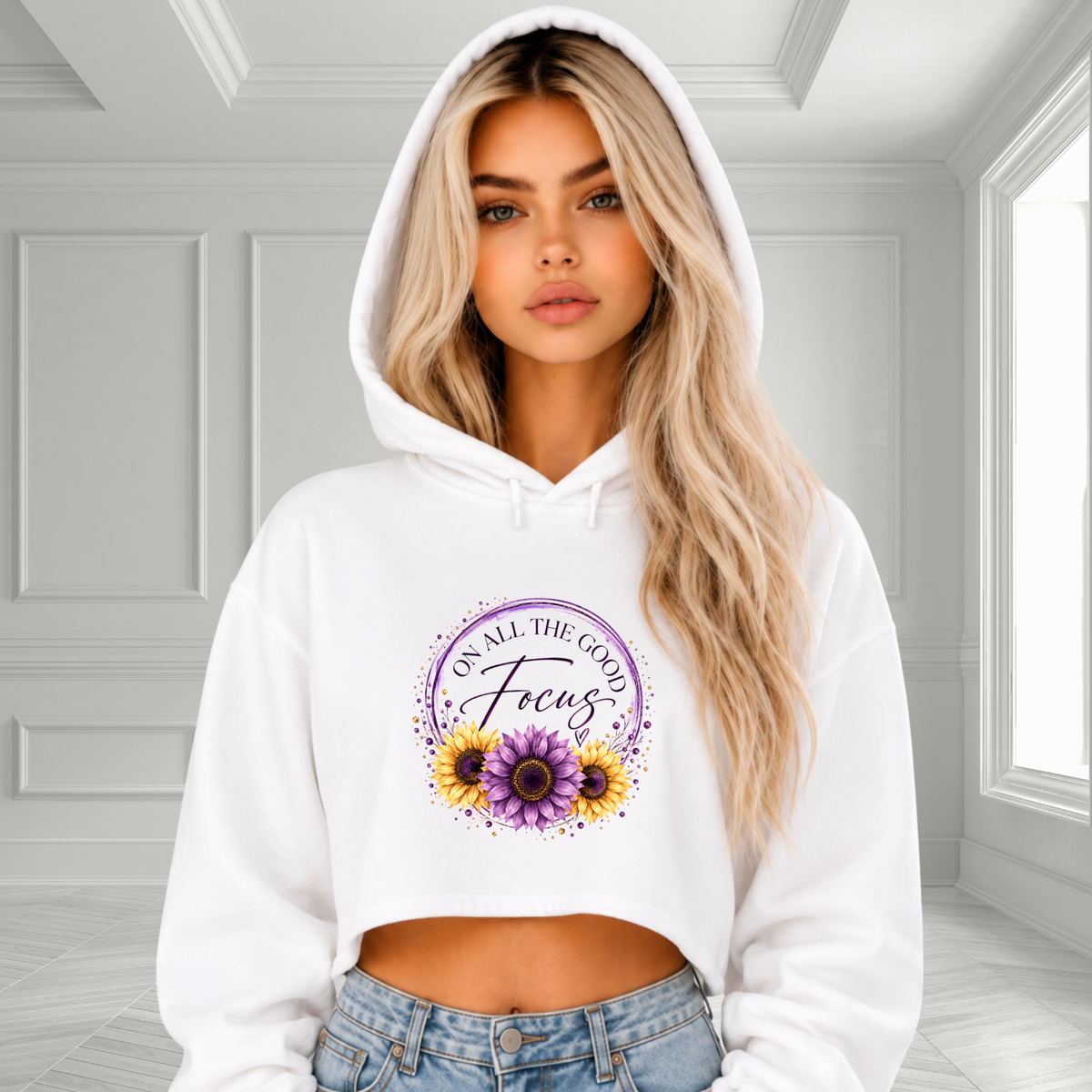 Focus On All The Good Crop Hoodie