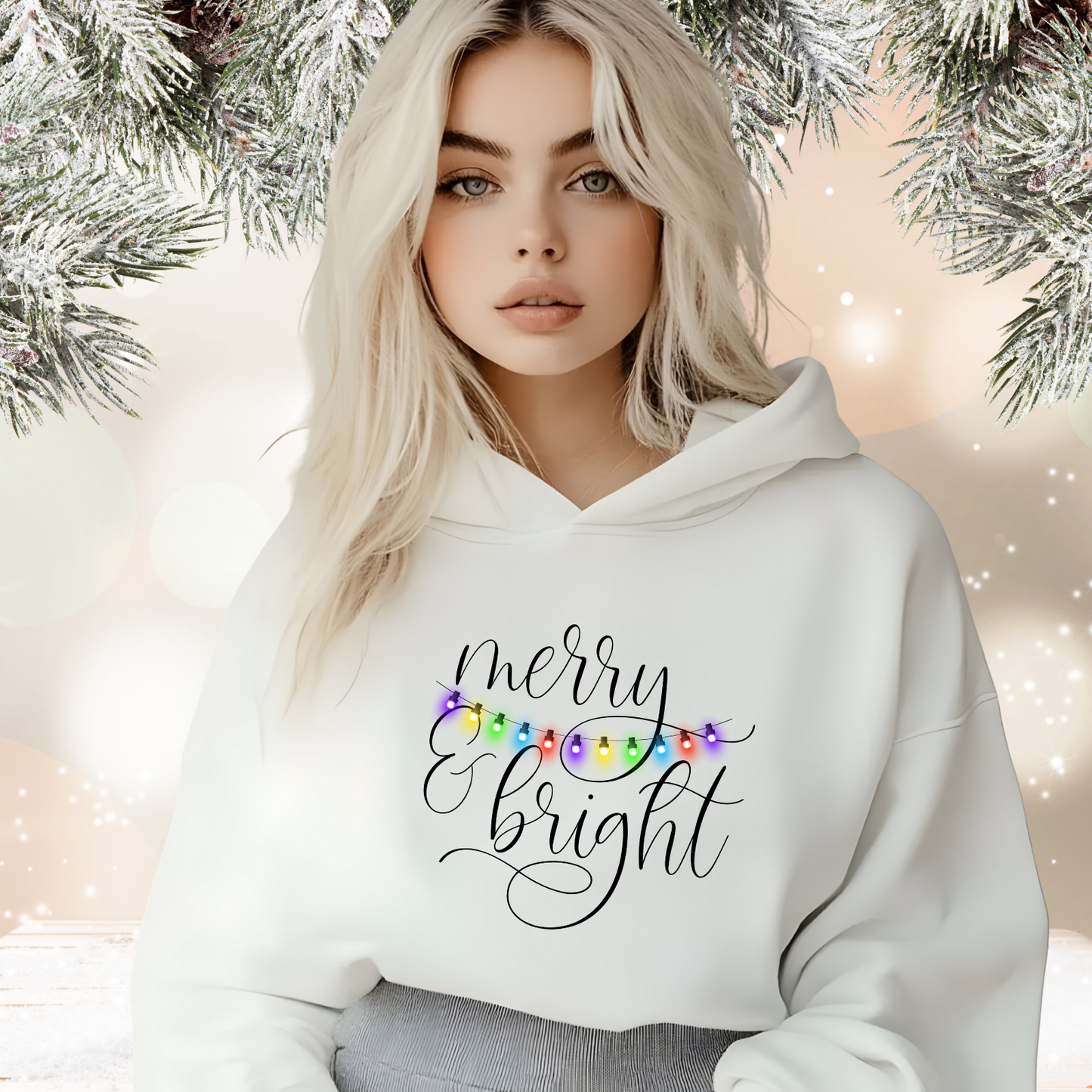 Merry & Bright Crop Hoodie