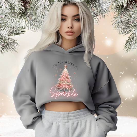 ’Tis the Season to Sparkle Crop Hoodie