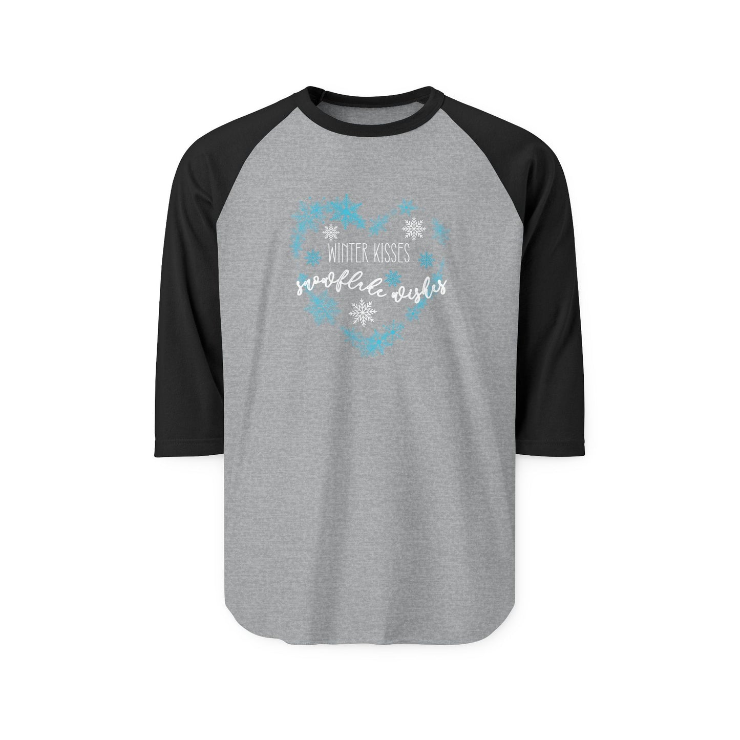 Winter Kisses, Snowflake Wishes Baseball Tee