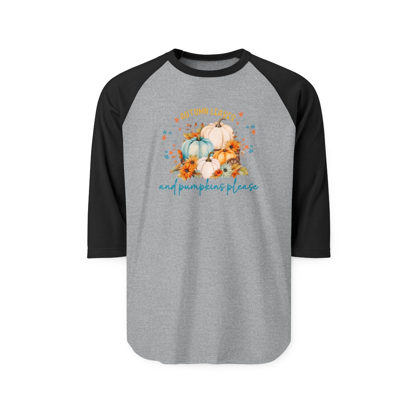 Autumn Leaves & Pumpkins Please Baseball Tee
