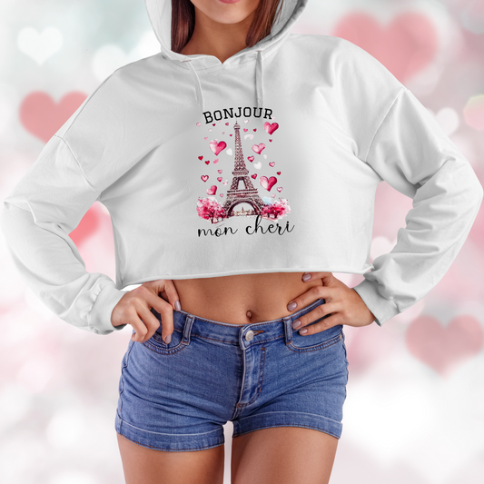 Bonjour Mon Cheri Crop Hoodie