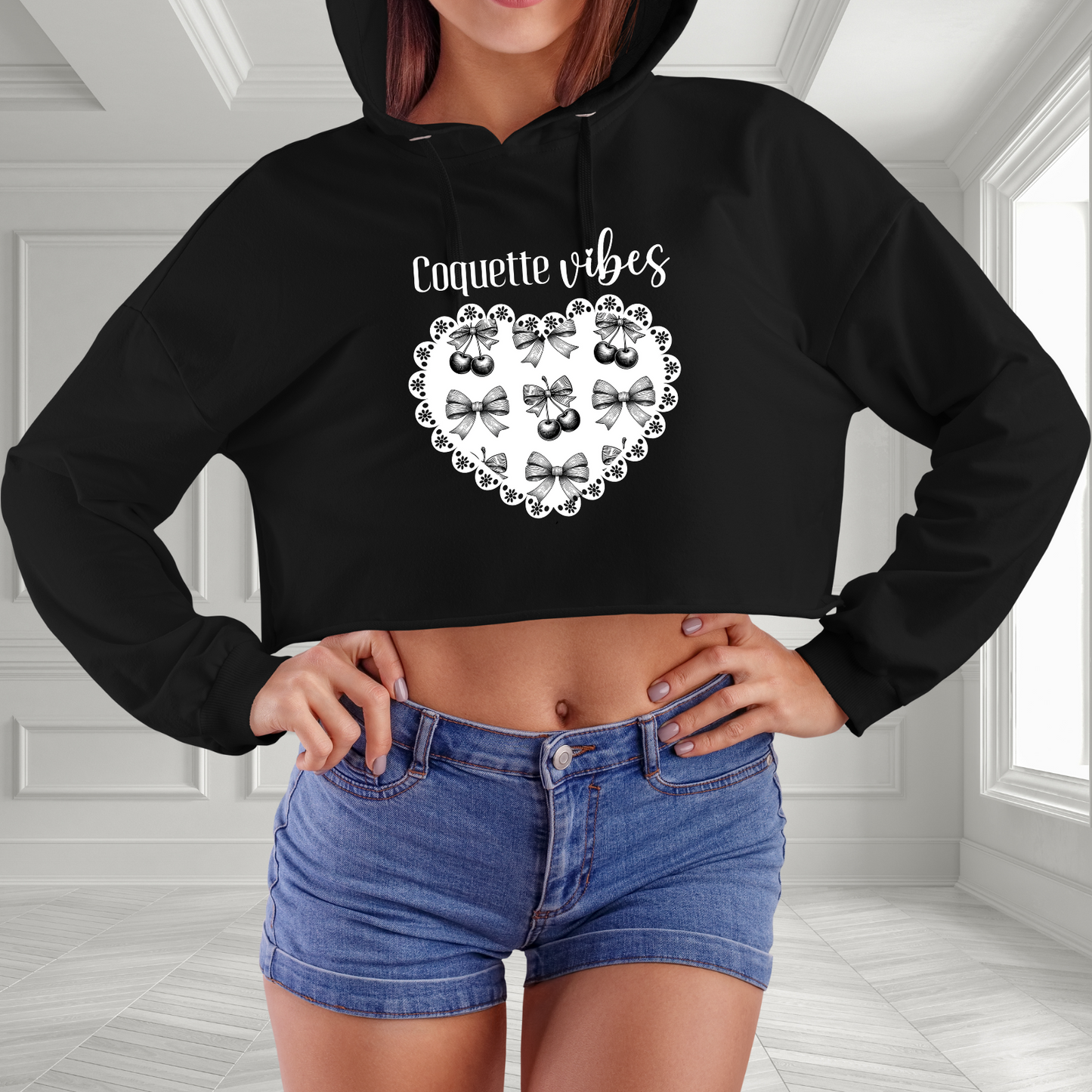Coquette Vibes Crop Hoodie