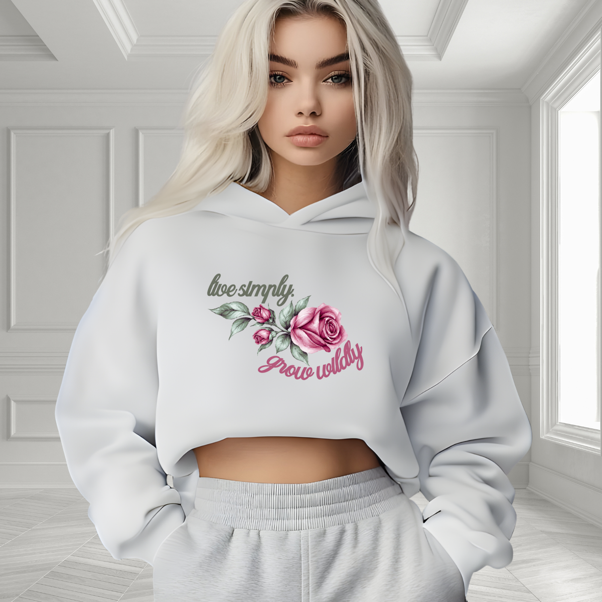 Live Simply, Grow Wildly Crop Hoodie