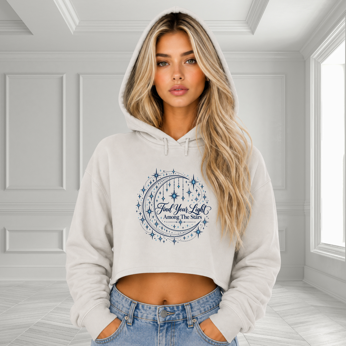 Find Your Light Among The Stars Crop Hoodie