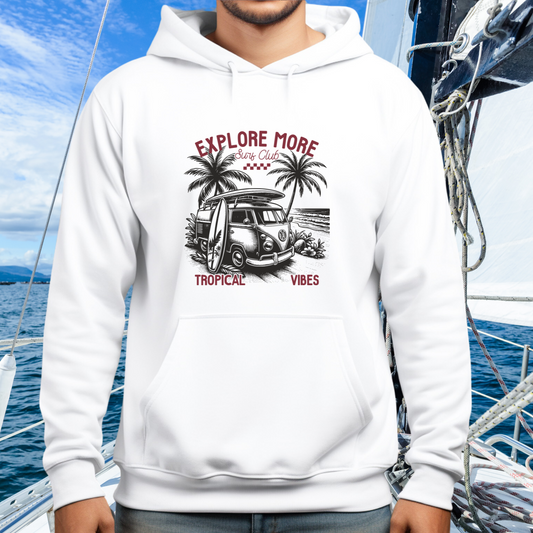 Retro Explore More Surf Club Pullover Hoodie