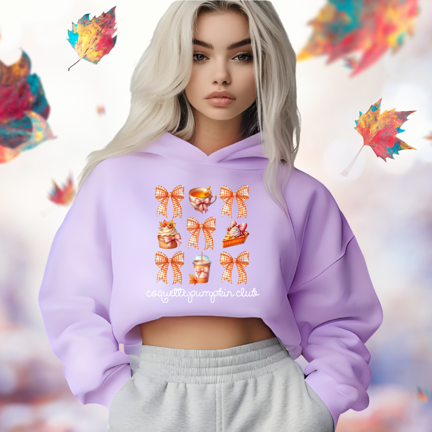 Coquette Pumpkin Club Crop Hoodie