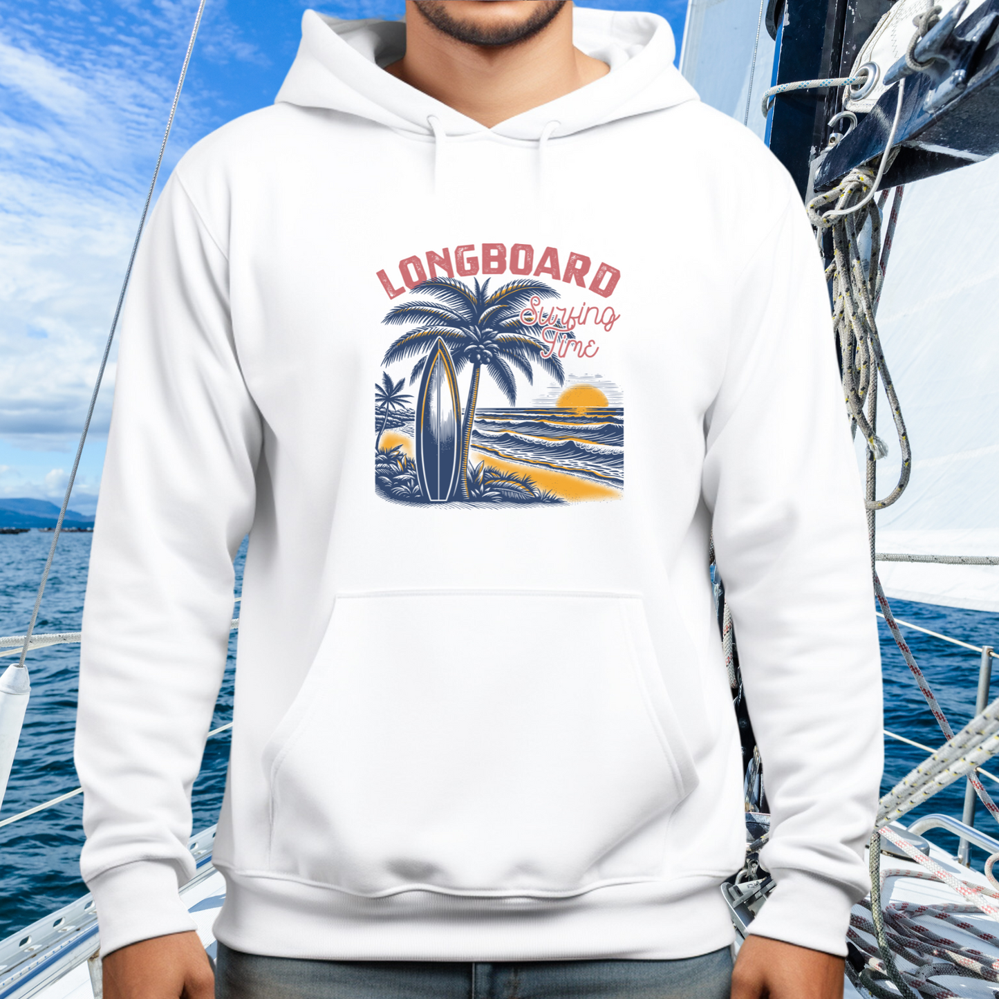 Longboard Surfing Time Pullover Hoodie