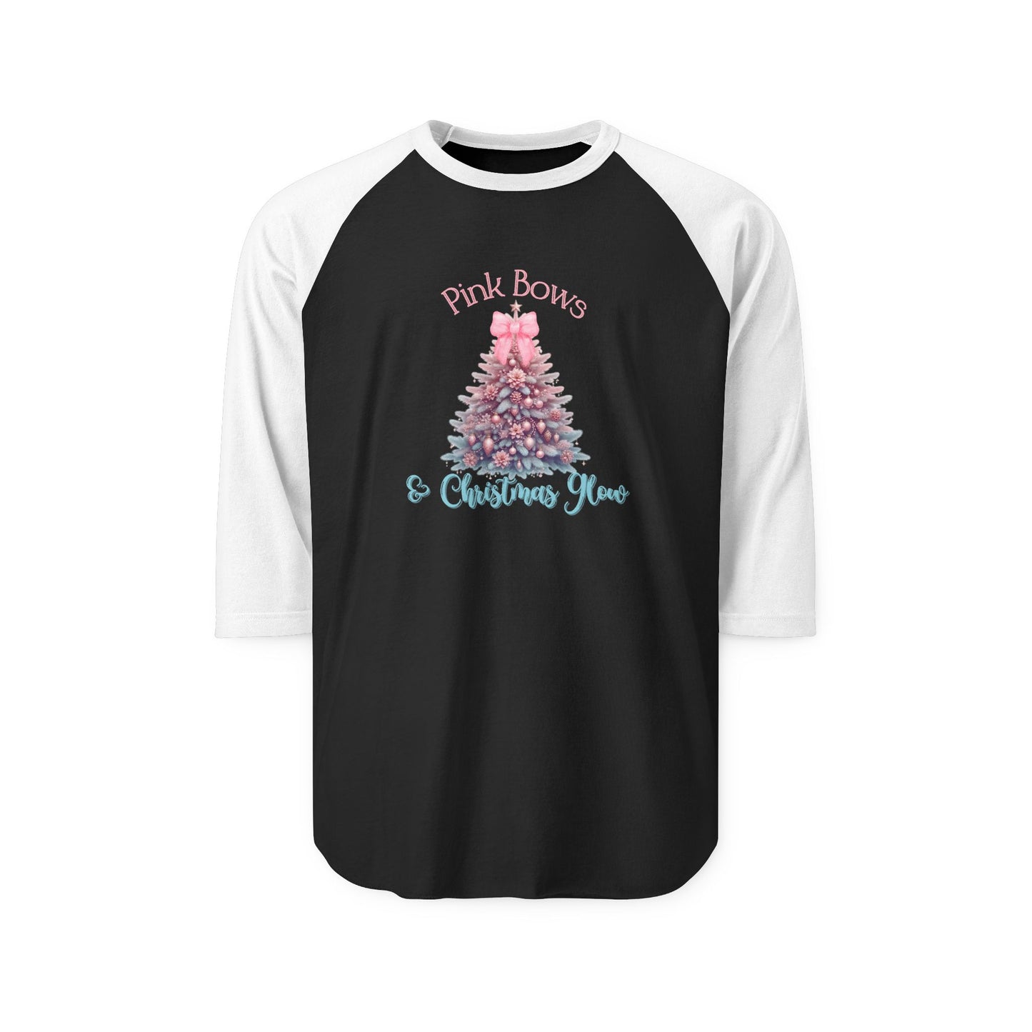 Pink Bows & Christmas Glow Baseball Tee