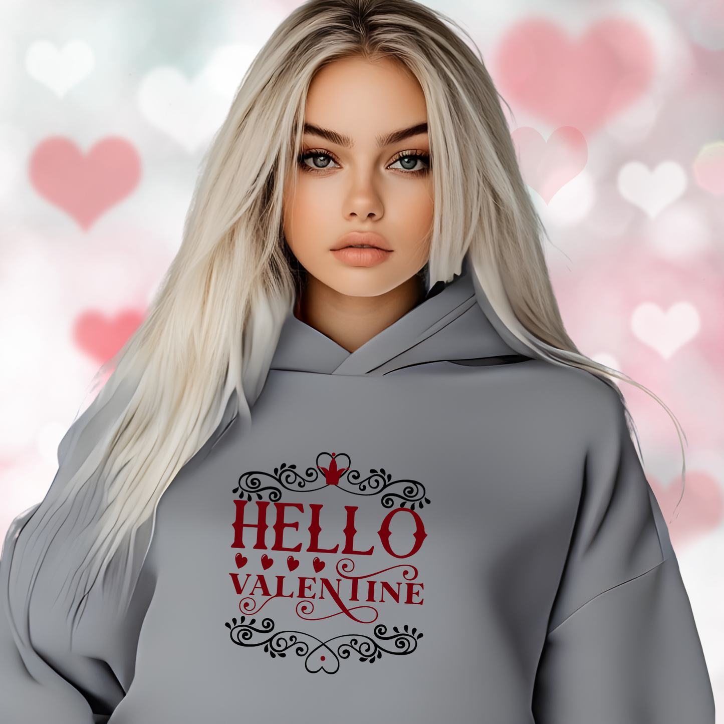 Hello Valentine Crop Hoodie