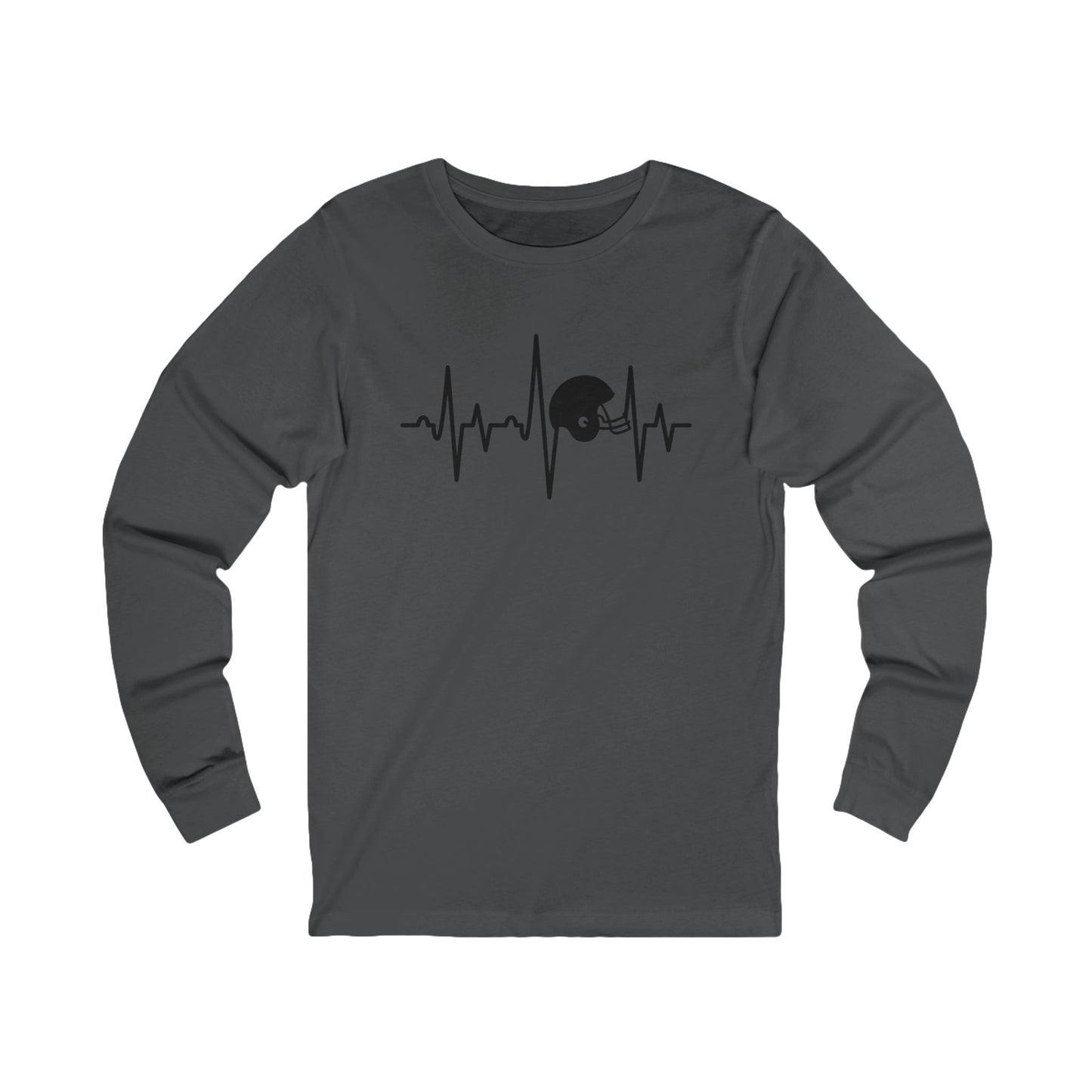 Football Helmet Heartbeat Long Sleeve Tee