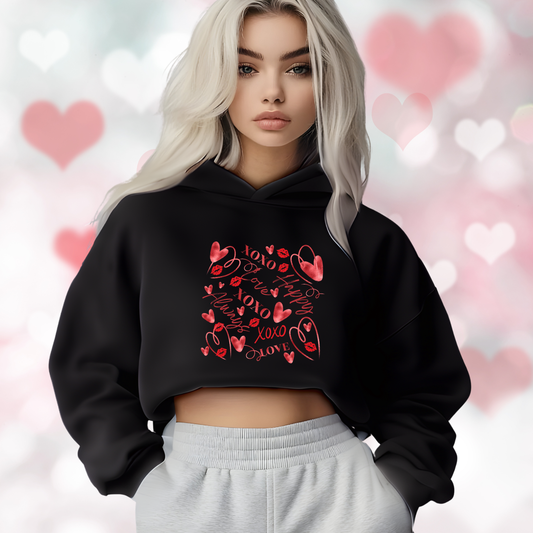 Valentine Word Art Crop Hoodie