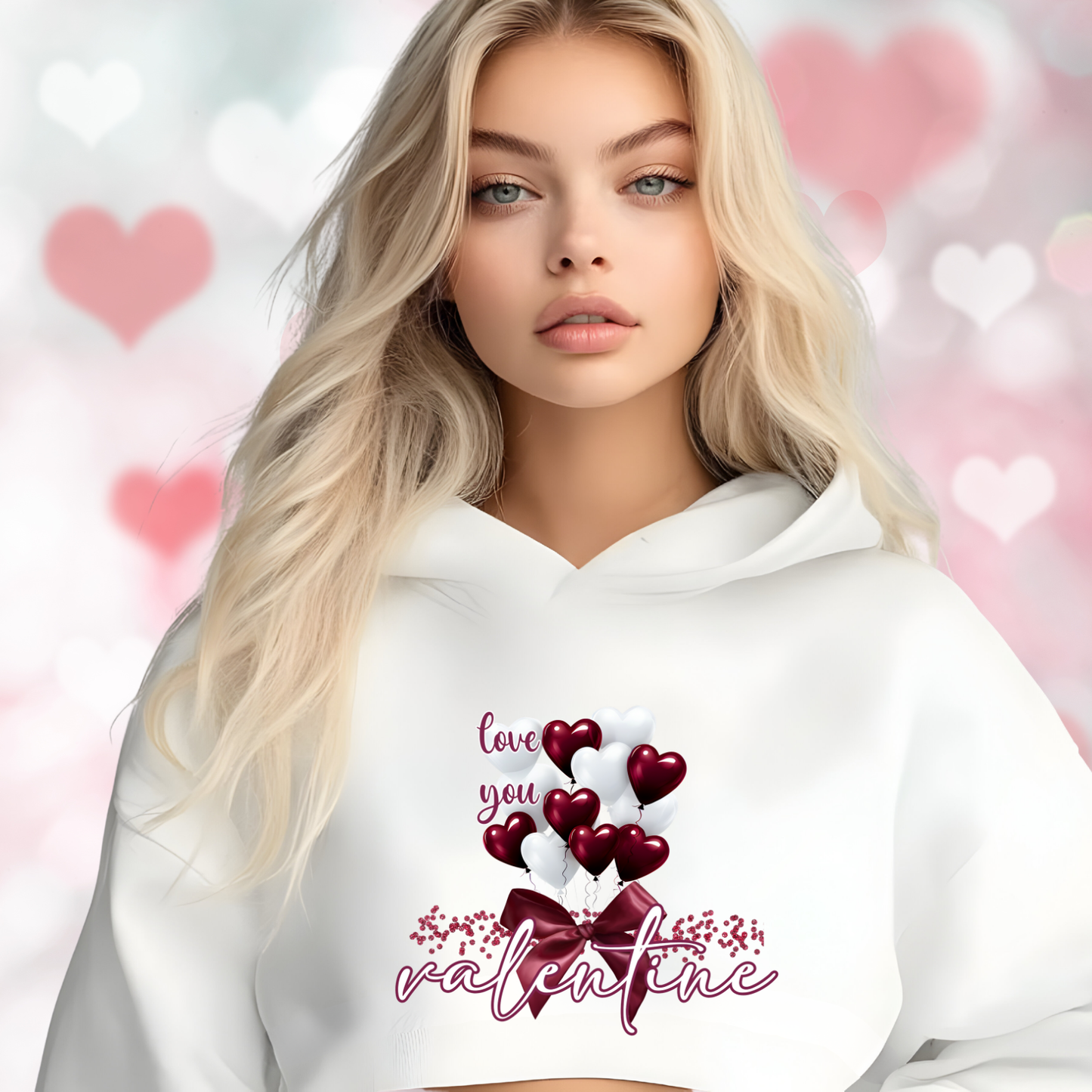 Love You Valentine Crop Hoodie
