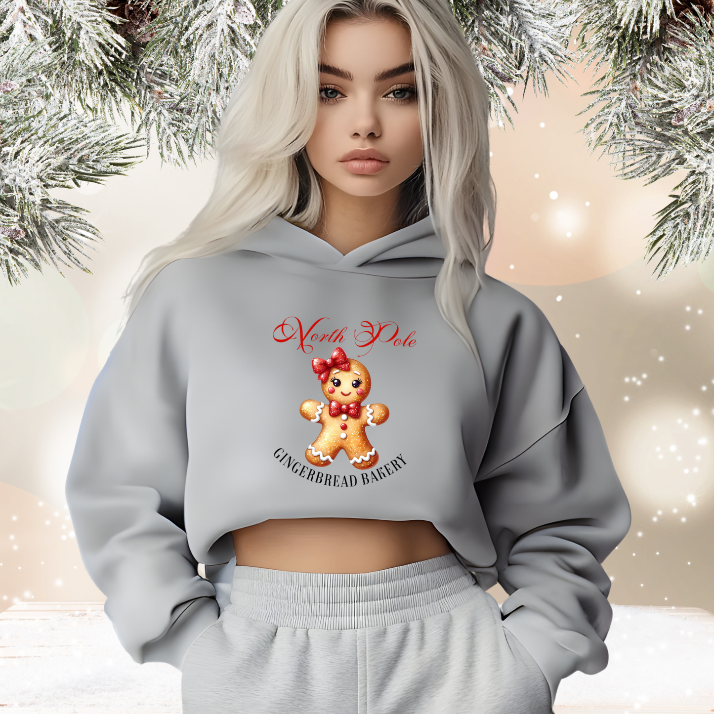 Gingerbread Bakery Crop Hoodie