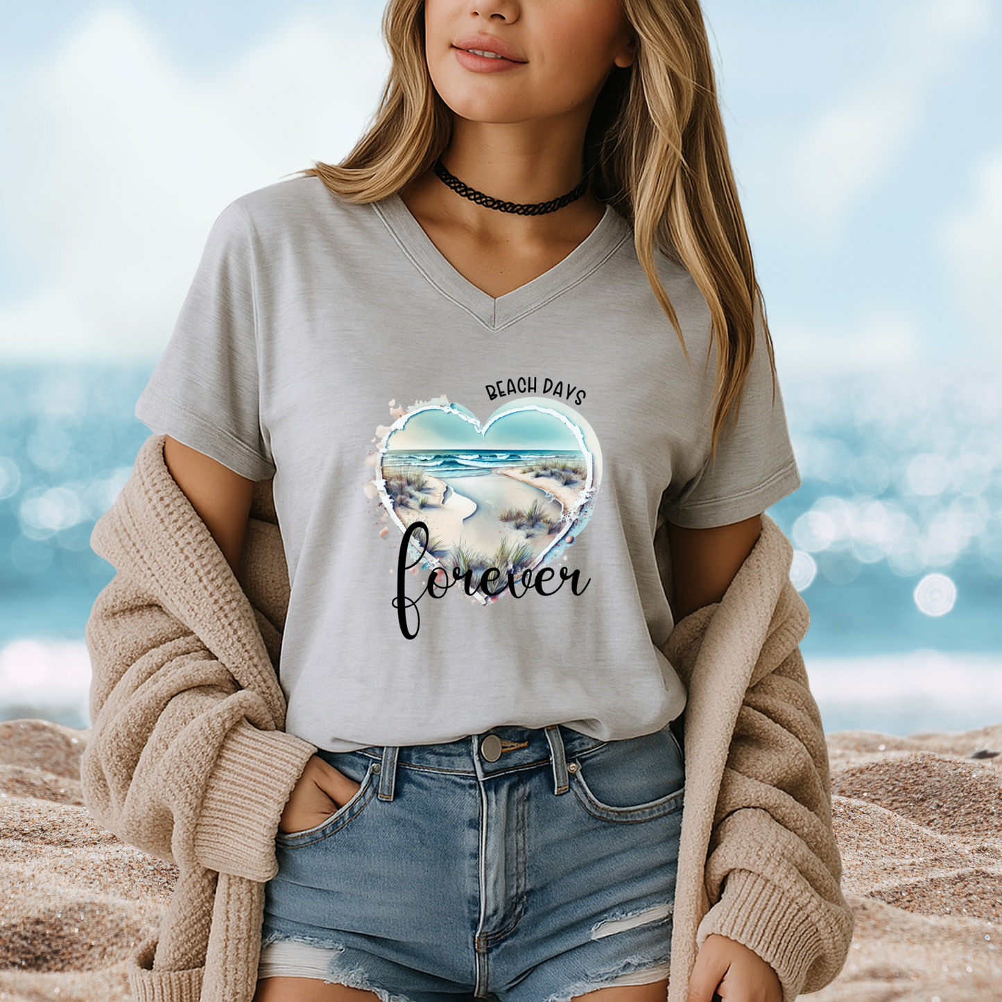 Beach Days Forever V-Neck Tee