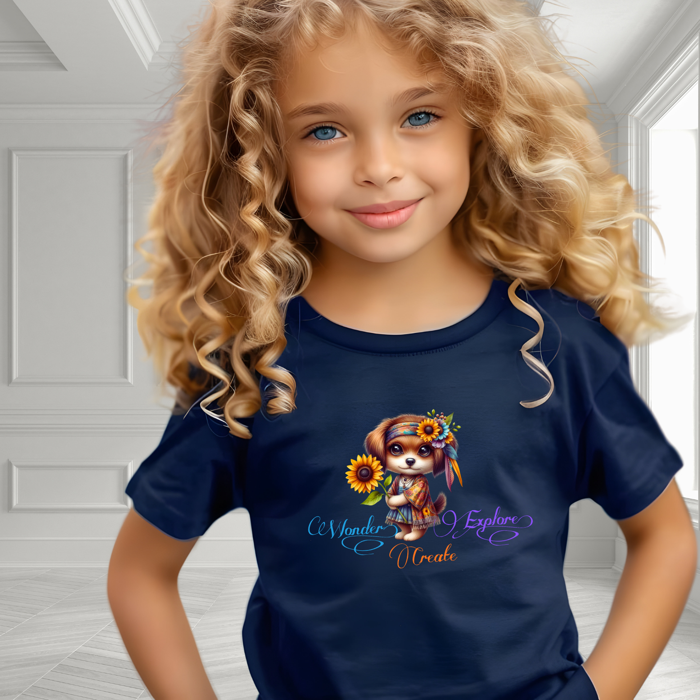 Wonder, Explore, Create Kid’s T-Shirt