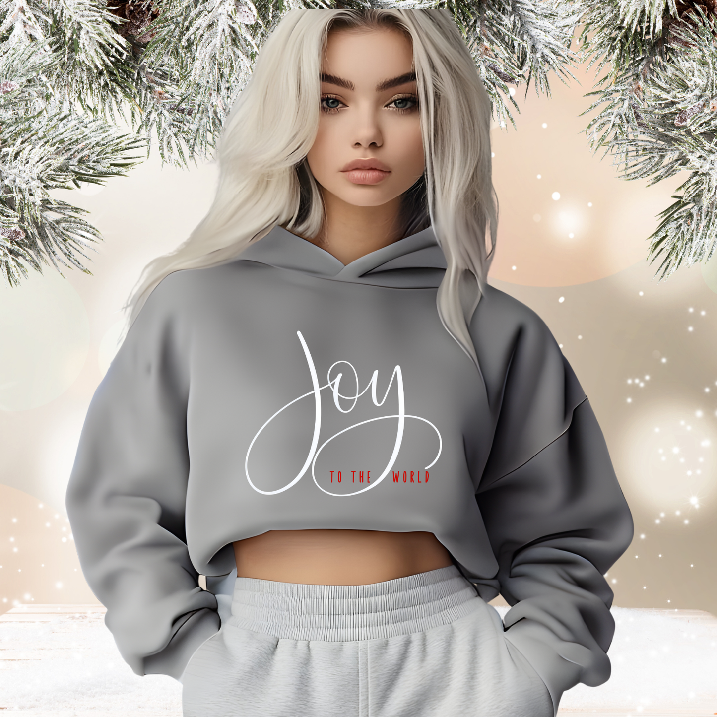 Joy To The World Crop Hoodie