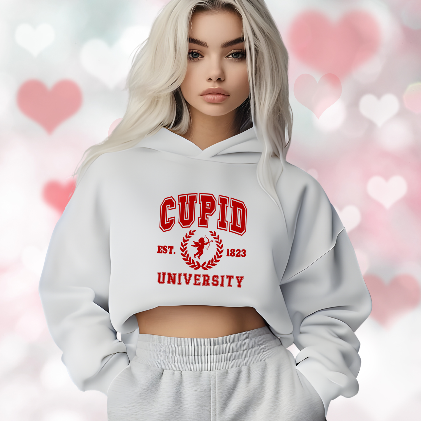Cupid University Crop Hoodie