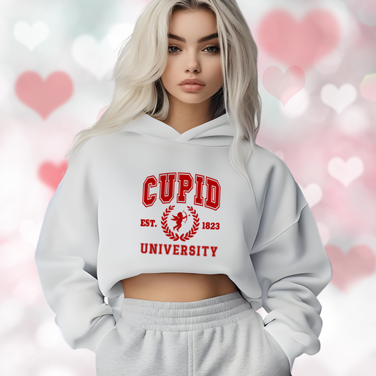 Cupid University Crop Hoodie
