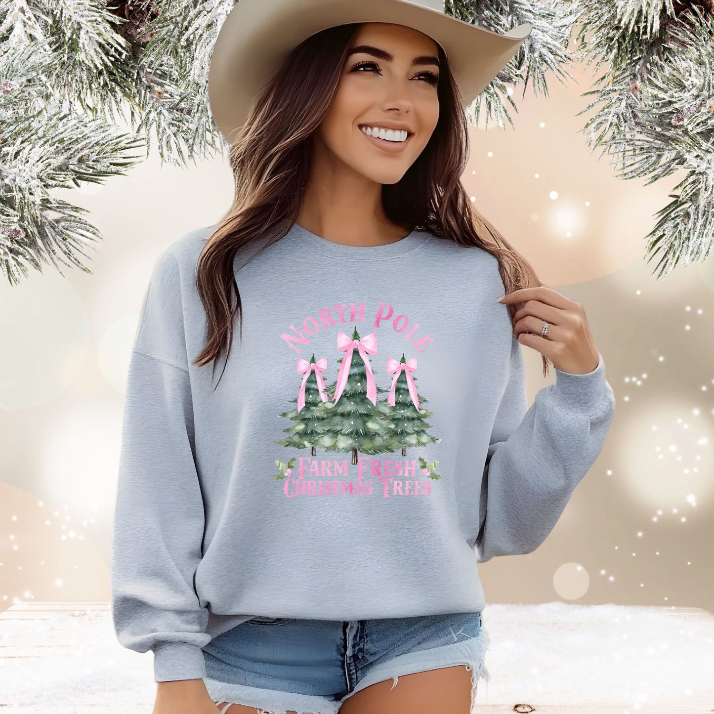 North Pole Christmas Trees Crewneck Sweatshirt