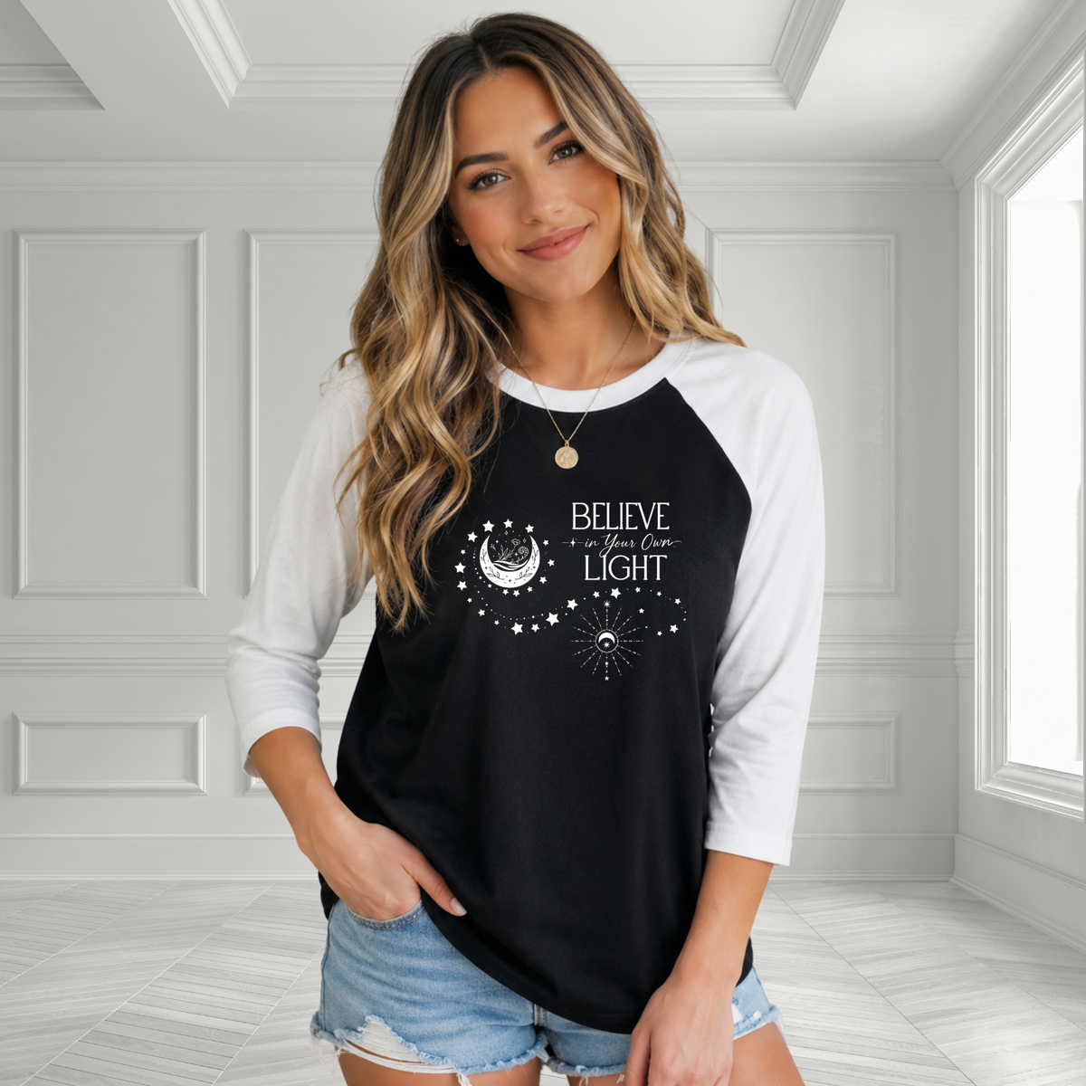 Believe In Your Own Light Baseball Tee