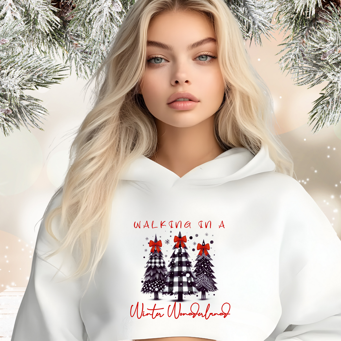 Walking In A Winter Wonderland Crop Hoodie