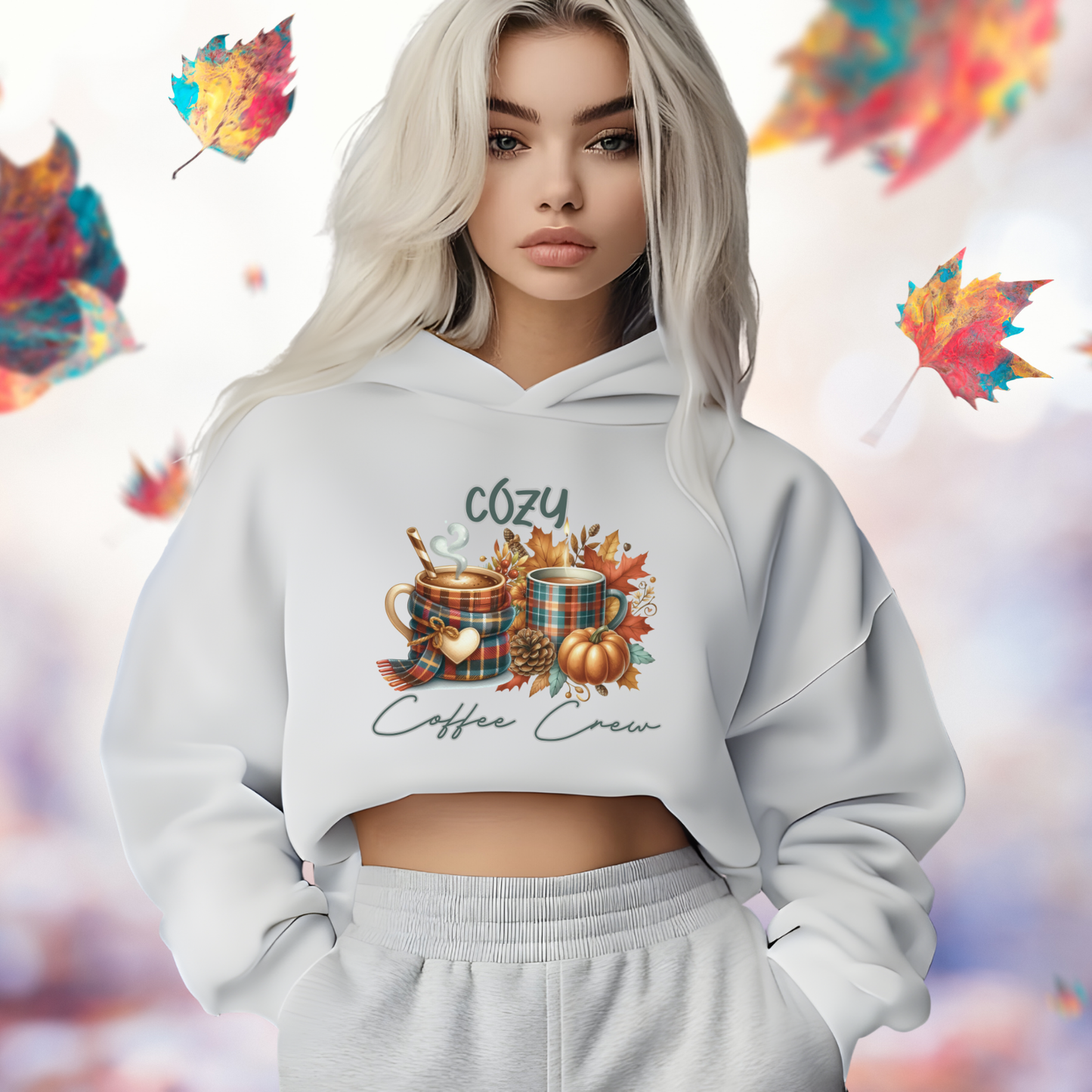 Cozy Coffee Crew Crop Hoodie