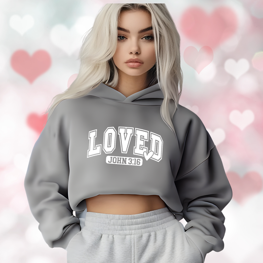 Loved John 3:16 Crop Hoodie