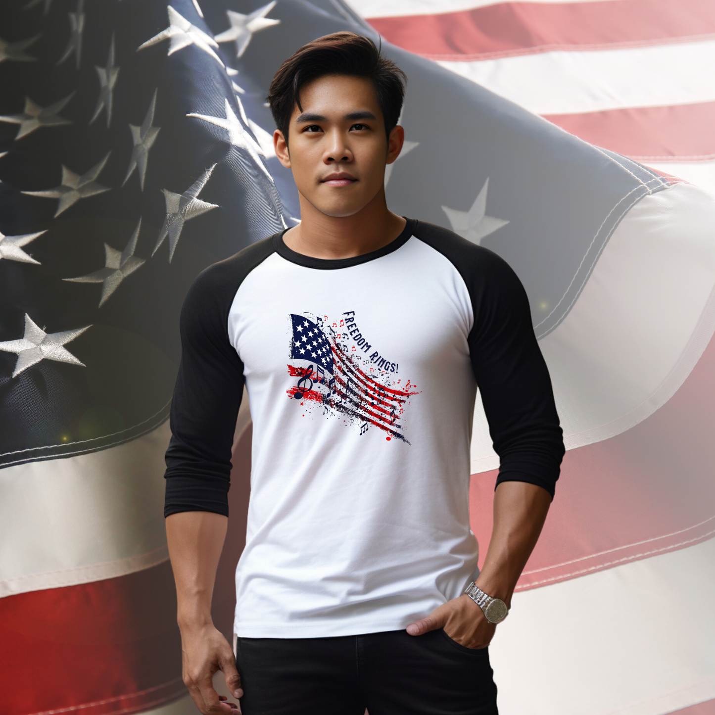 Freedom Rings Baseball Tee