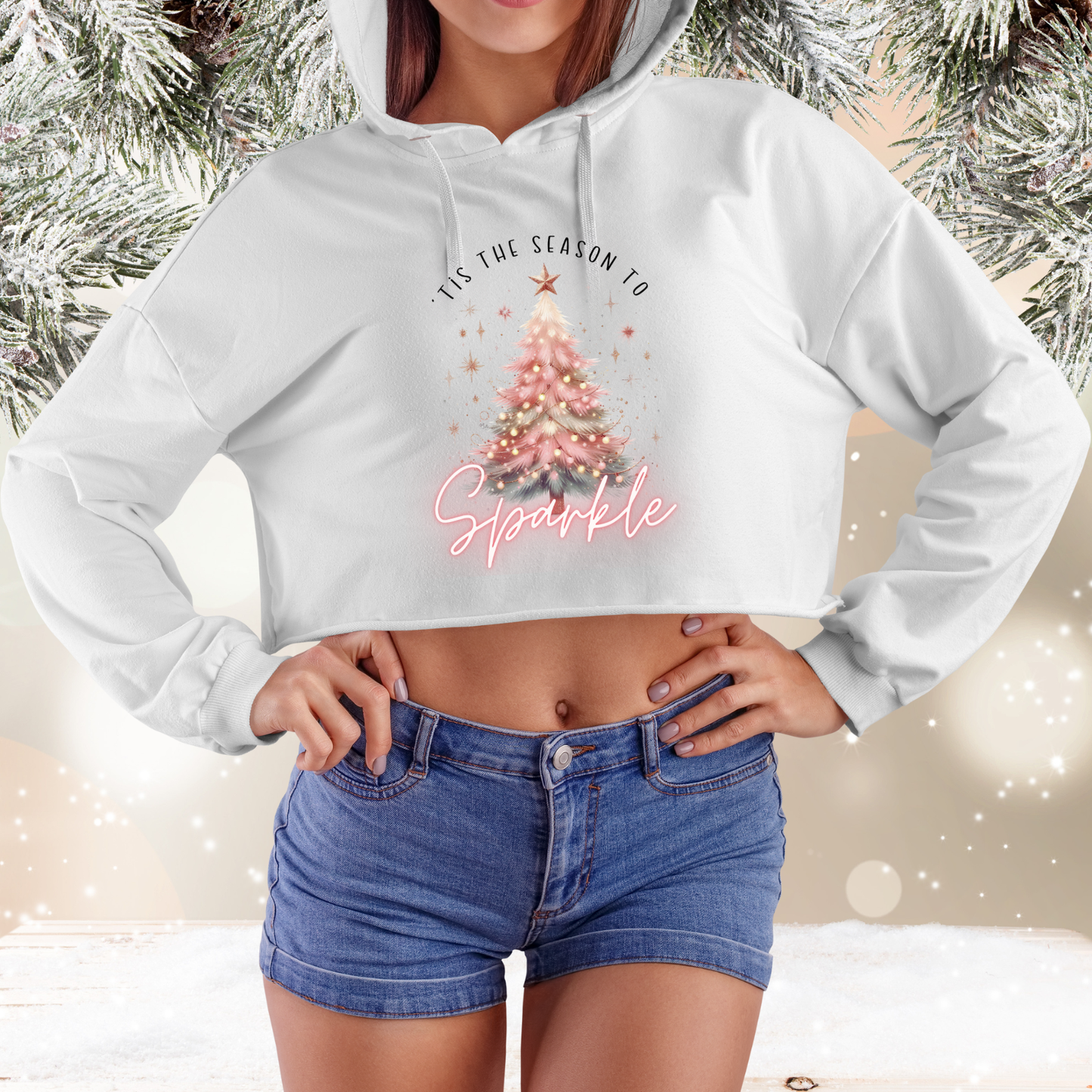 ’Tis the Season to Sparkle Crop Hoodie